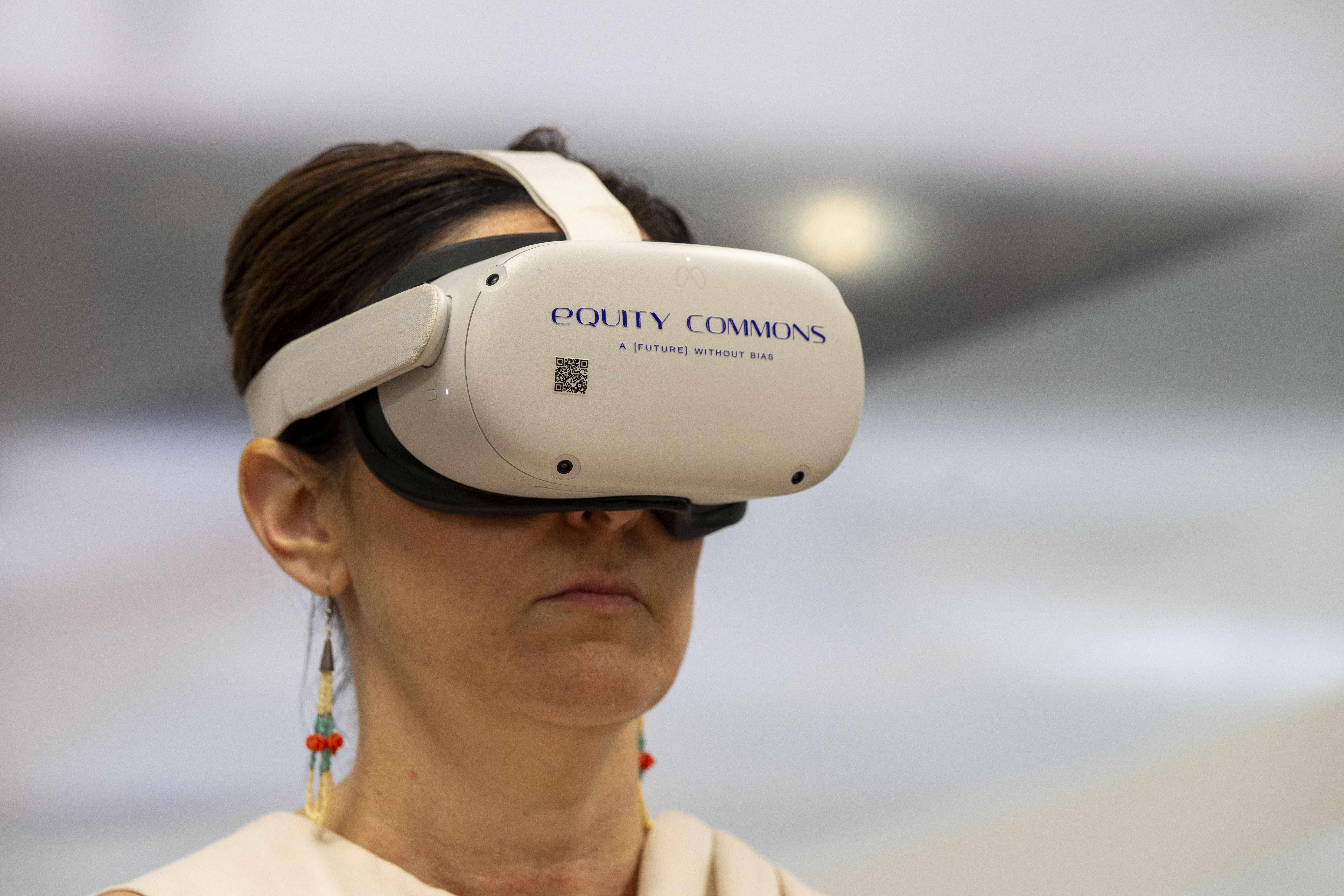 Woman in VR Headset During Equity Commons Virtual Reality Training at University of Pittsburgh
